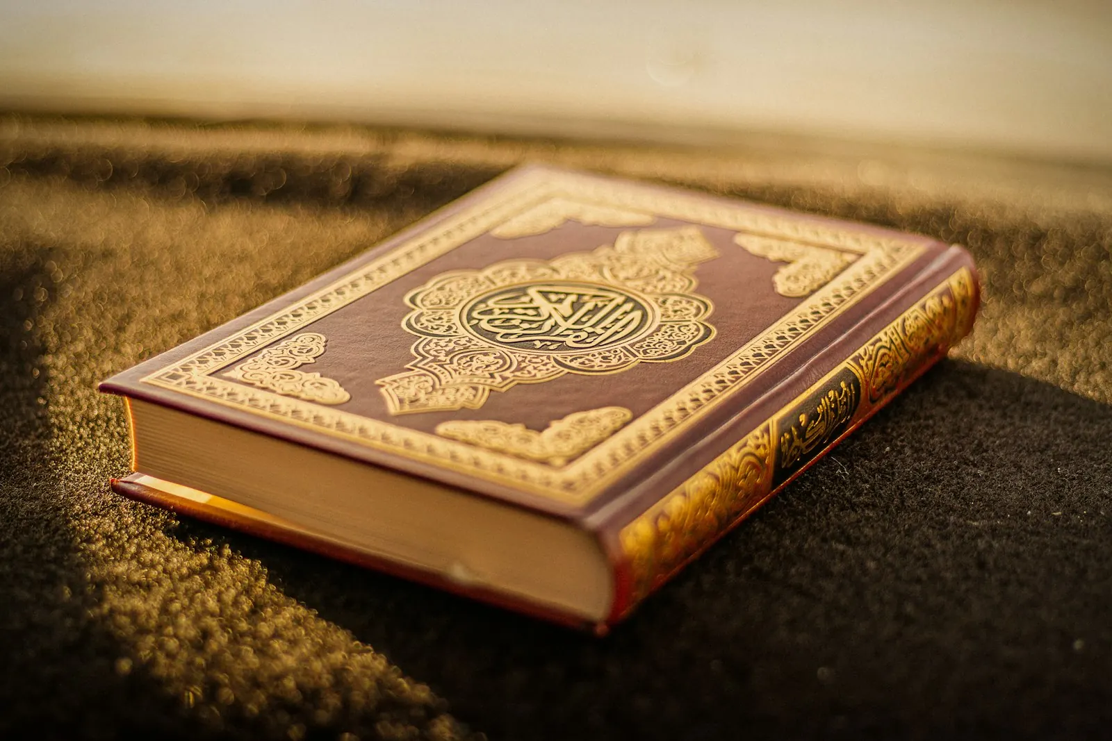 The Holy Quran resting on a table